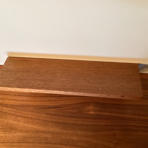 Handcrafted Solid Wood Footed Wall Shelf w/ Hooks for Hanging - Picture 3 of 6